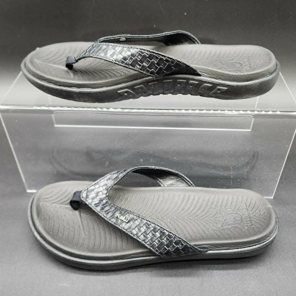 KuaiLu Black Flip Flop Sandals Womens Size 8 Comfort Beach Summer Yoga Mat Sole